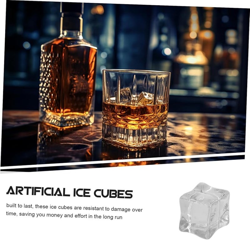 STOBAZA 20Pcs Clear Plastic Fake Ice Cubes Realistic Square Simulation Ice Props - Image 5